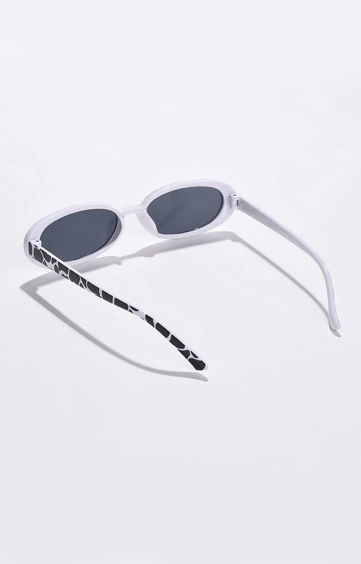 Women's Black Lens White Oval Sunglasses
