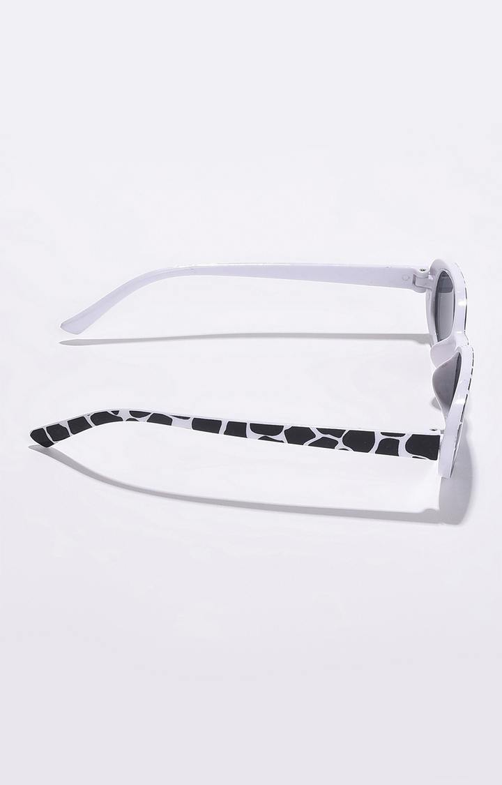 Women's Black Lens White Oval Sunglasses