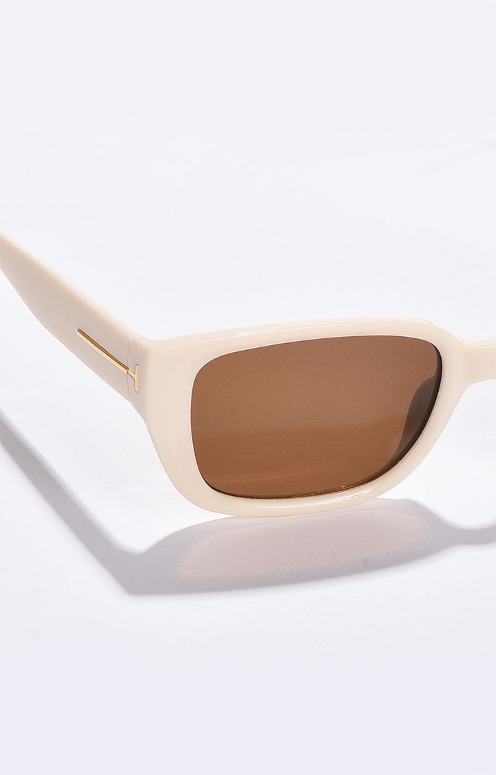 Women's Brown Lens Brown Rectangle Sunglasses