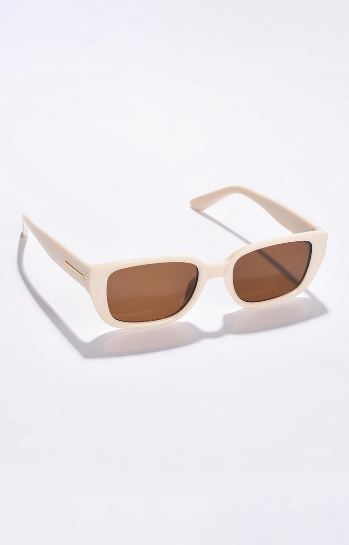 Women's Brown Lens Brown Rectangle Sunglasses