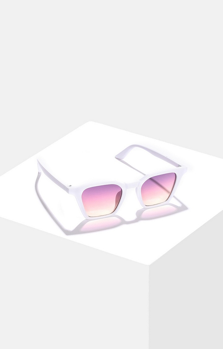 Women's Purple Lens White Wayfarer Sunglasses