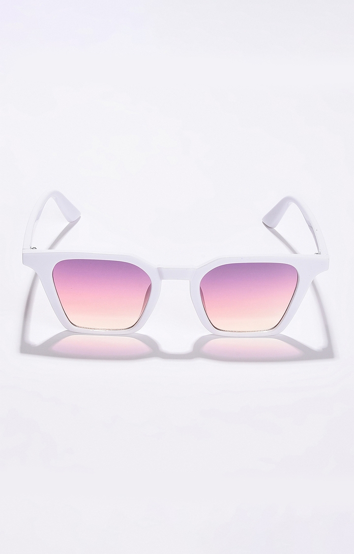 haute sauce | Women's Purple Lens White Wayfarer Sunglasses