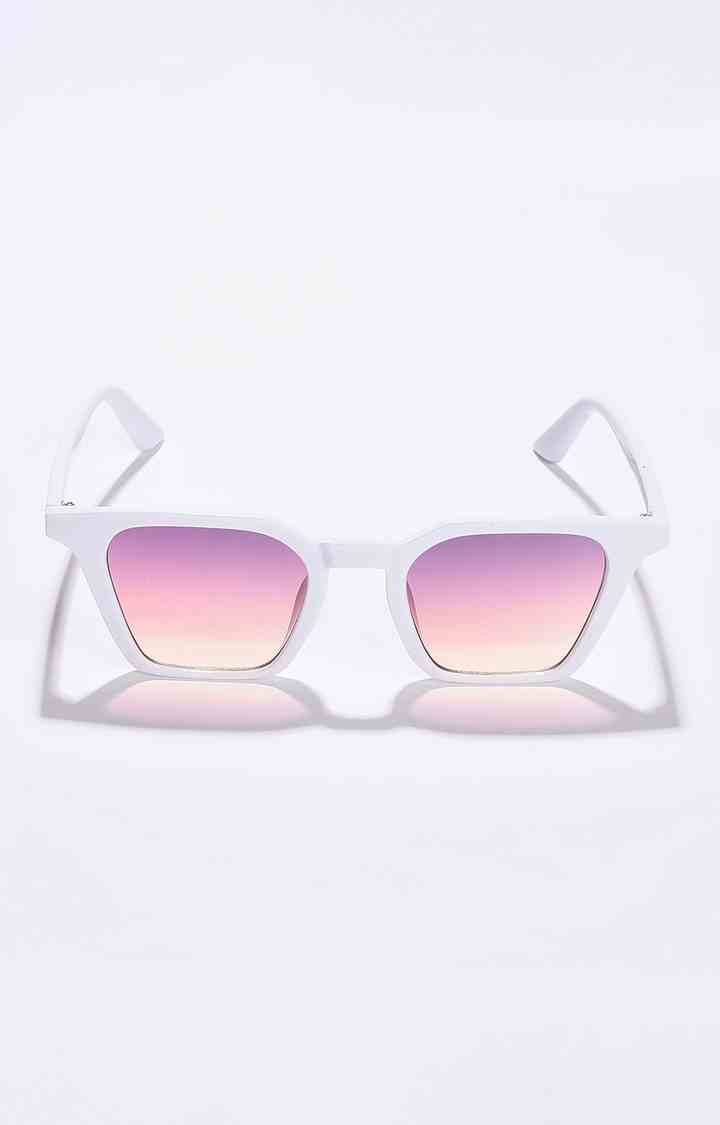 Women's Purple Lens White Wayfarer Sunglasses
