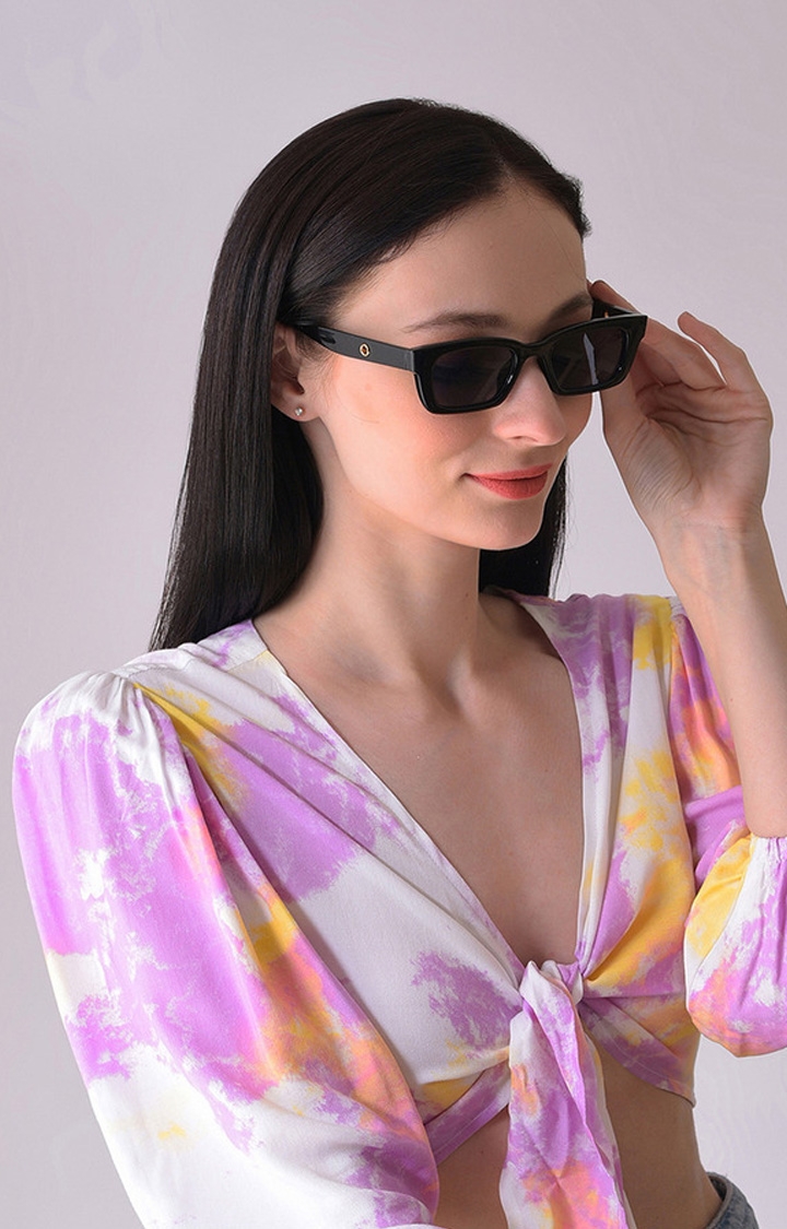 Women's Grey Lens Black Butterfly Sunglasses