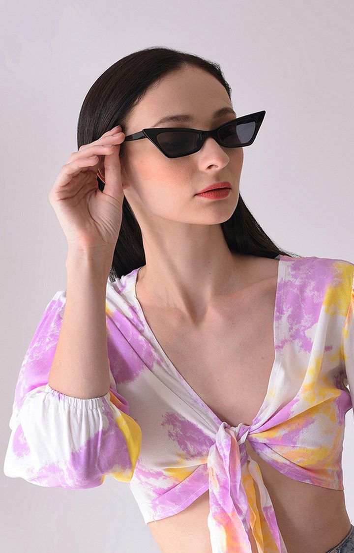 Women's Black Lens Black Cateye Sunglasses