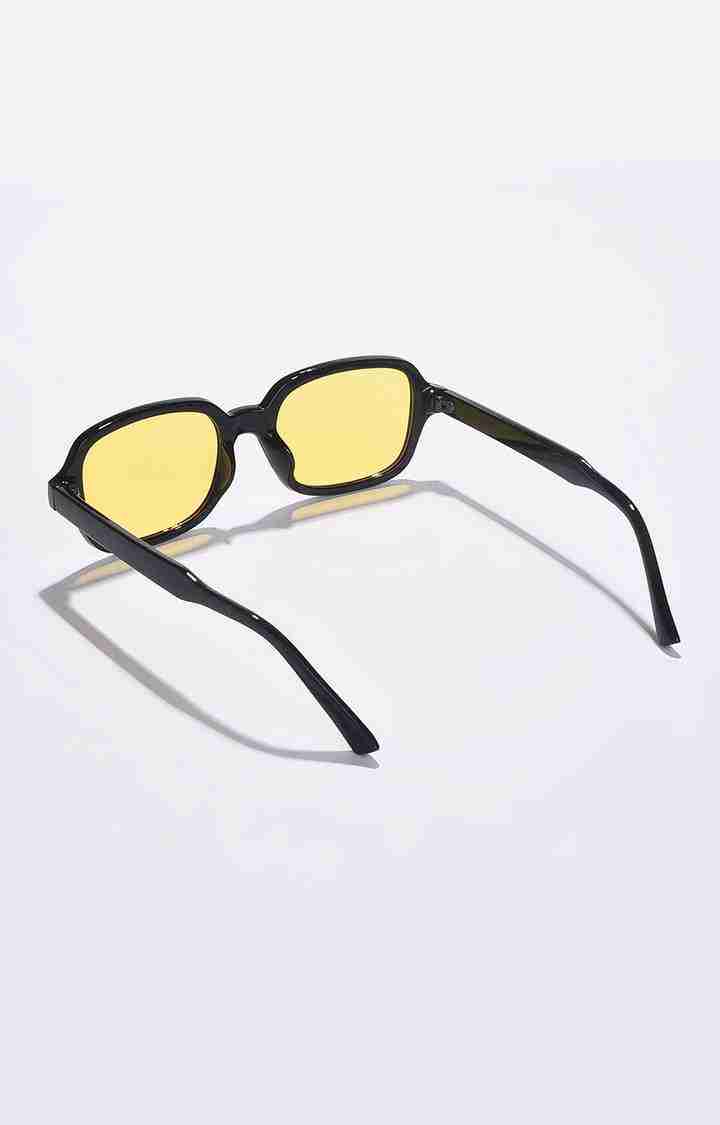 Women's Yellow Lens Black Oval Sunglasses
