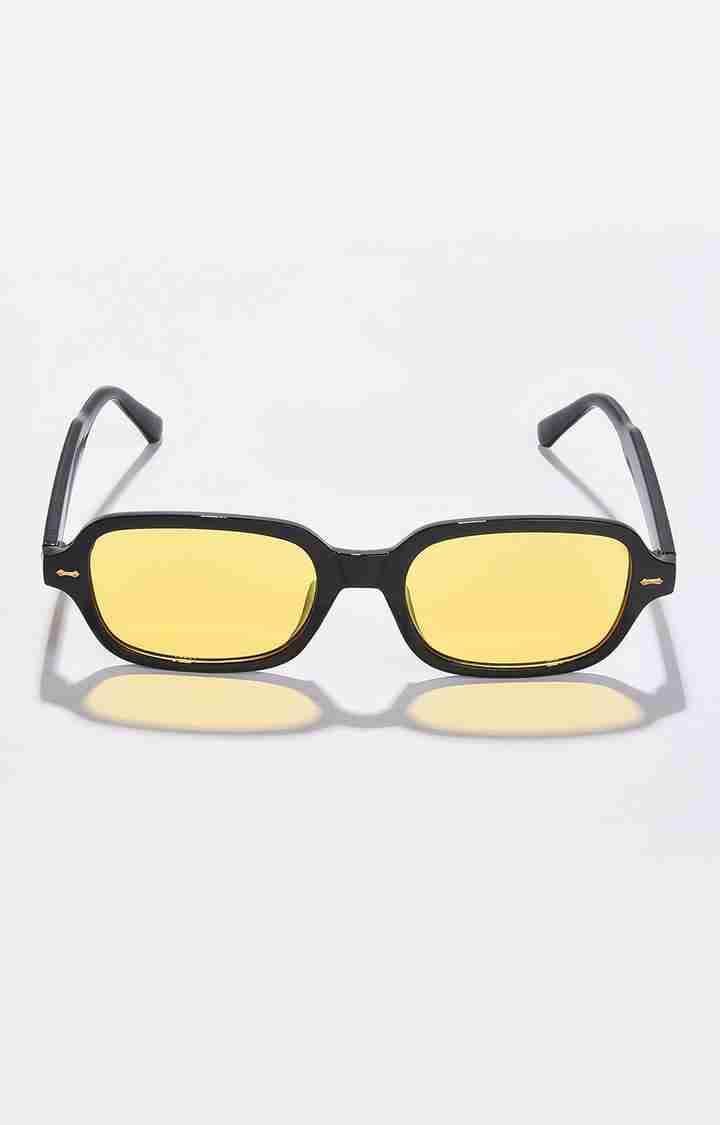 Women's Yellow Lens Black Oval Sunglasses