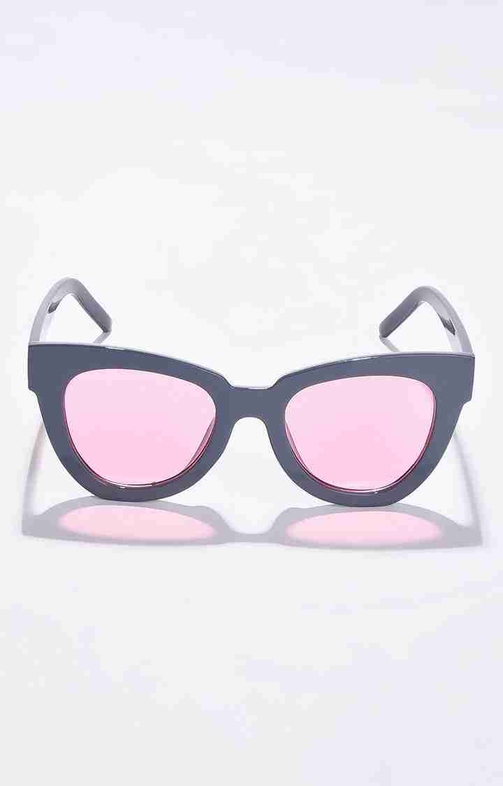 Women's Pink Lens Black Cateye Sunglasses