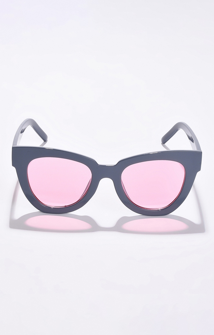 haute sauce | Women's Pink Lens Black Cateye Sunglasses
