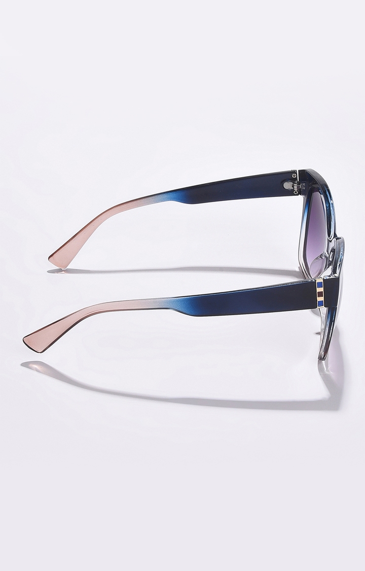 Women's Black Lens Blue Cateye Sunglasses
