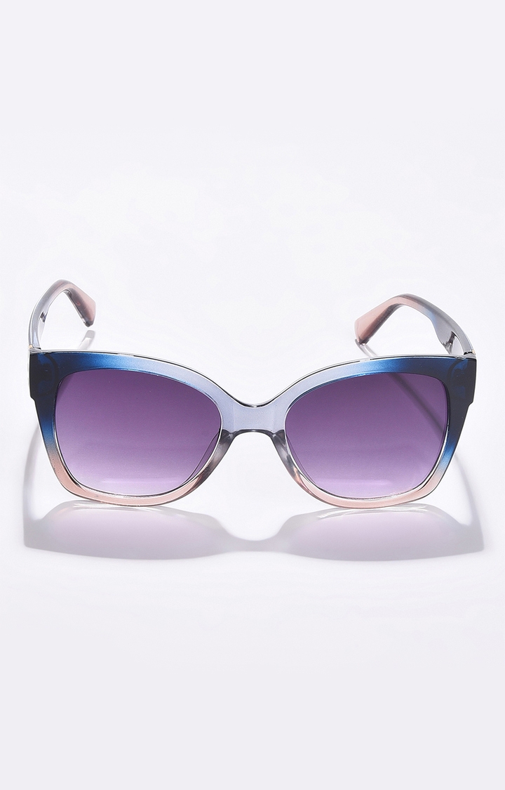 Women's Black Lens Blue Cateye Sunglasses