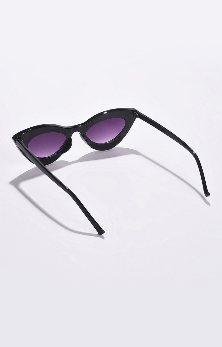 Women's Purple Lens Black Cateye Sunglasses