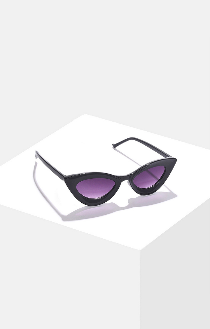 Women's Purple Lens Black Cateye Sunglasses
