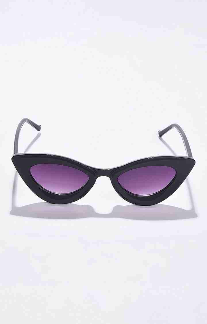 haute sauce | Women's Purple Lens Black Cateye Sunglasses