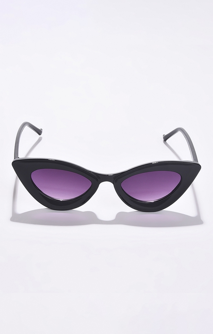 Women's Purple Lens Black Cateye Sunglasses