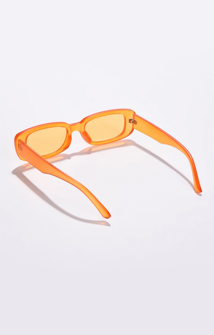 Women's Orange Lens Orange Rectangle Sunglasses