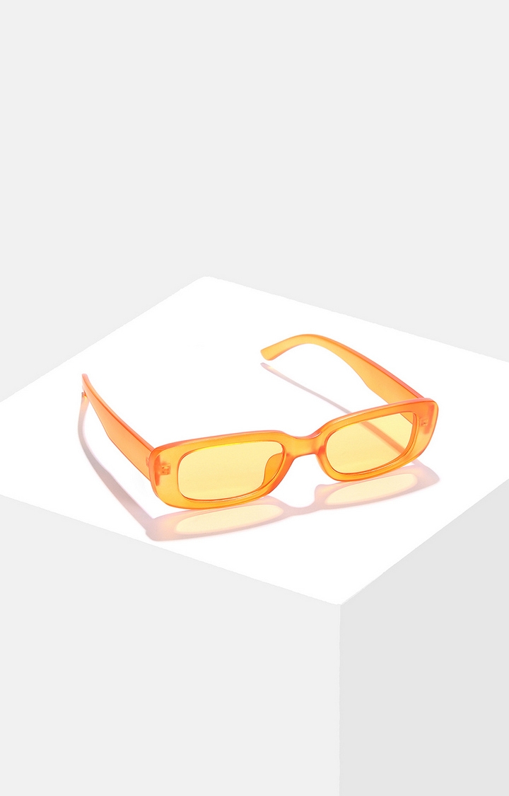 Women's Orange Lens Orange Rectangle Sunglasses