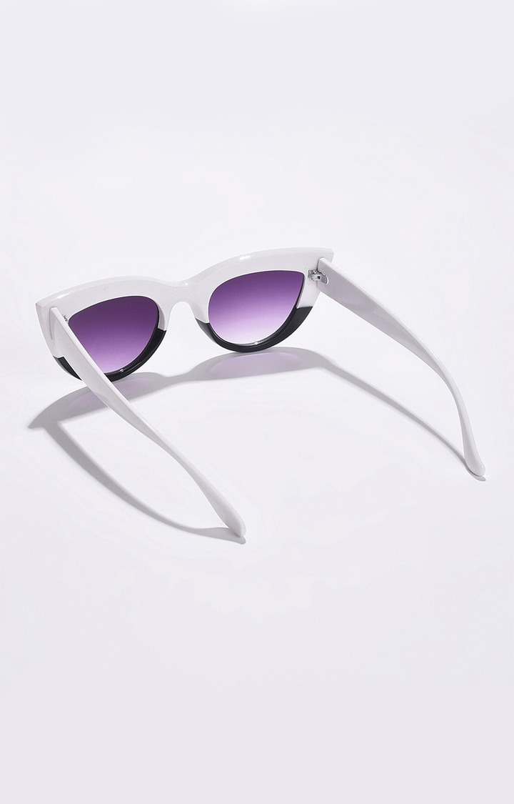 Women's Purple Lens White Cateye Sunglasses
