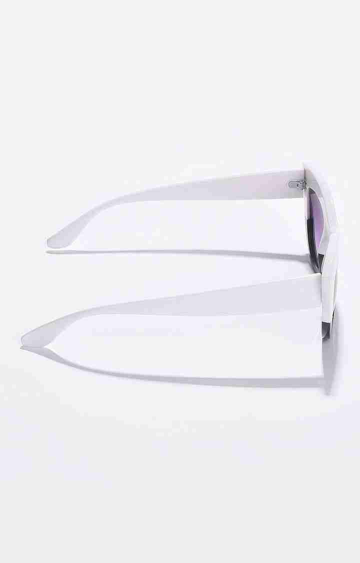 Women's Purple Lens White Cateye Sunglasses