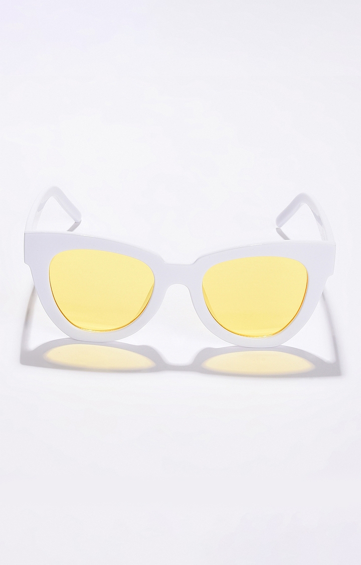 haute sauce | Women's Yellow Lens White Cateye Sunglasses