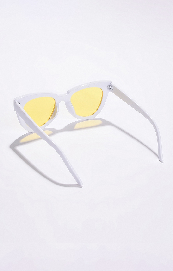 Women's Yellow Lens White Cateye Sunglasses