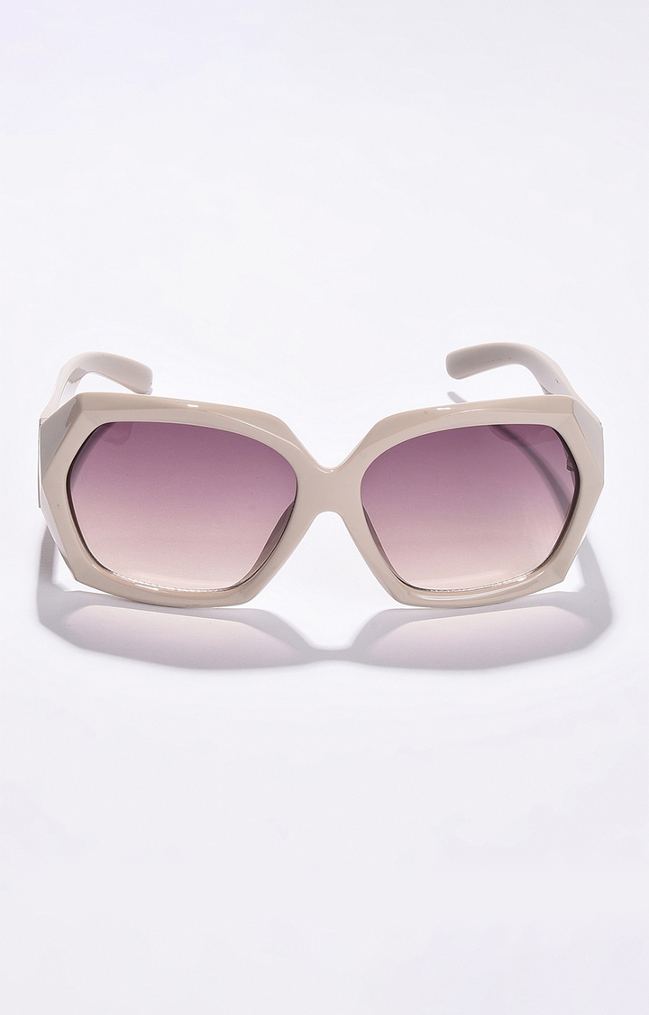 haute sauce | Women's Purple Lens White Oversized Sunglasses