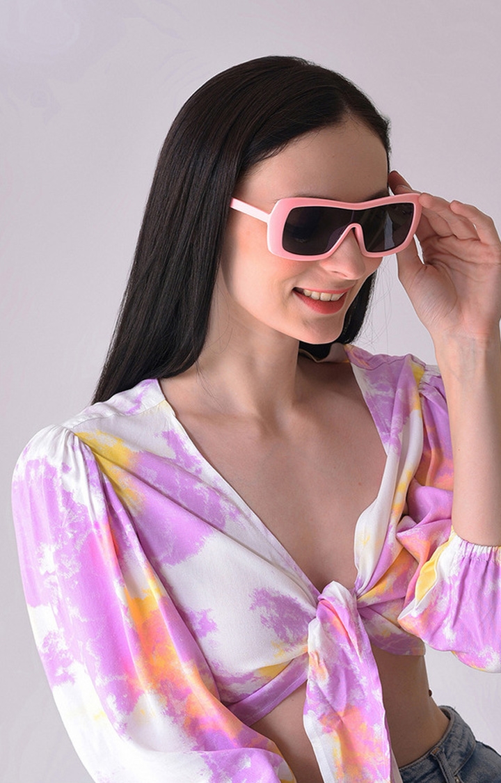 Women's Black Lens Pink Wayfarer Sunglasses