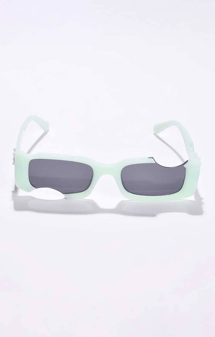 haute sauce | Women's Black Lens Green Rectangle Sunglasses