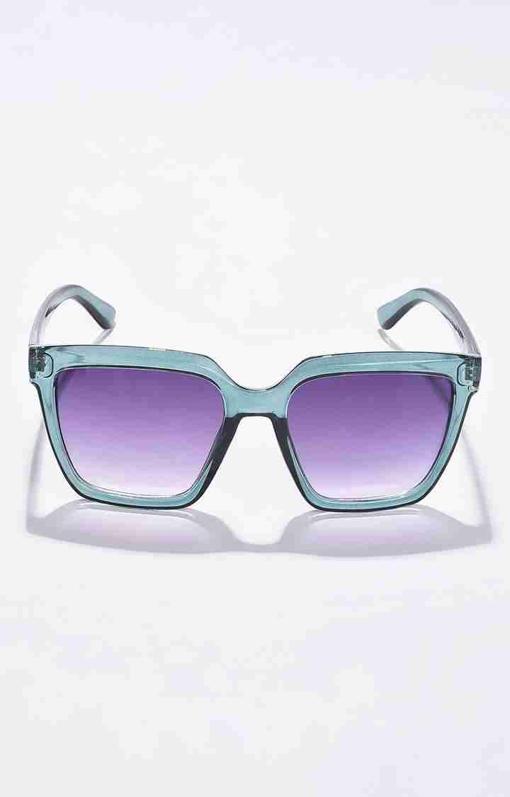 Women's Purple Lens Green Wayfarer Sunglasses