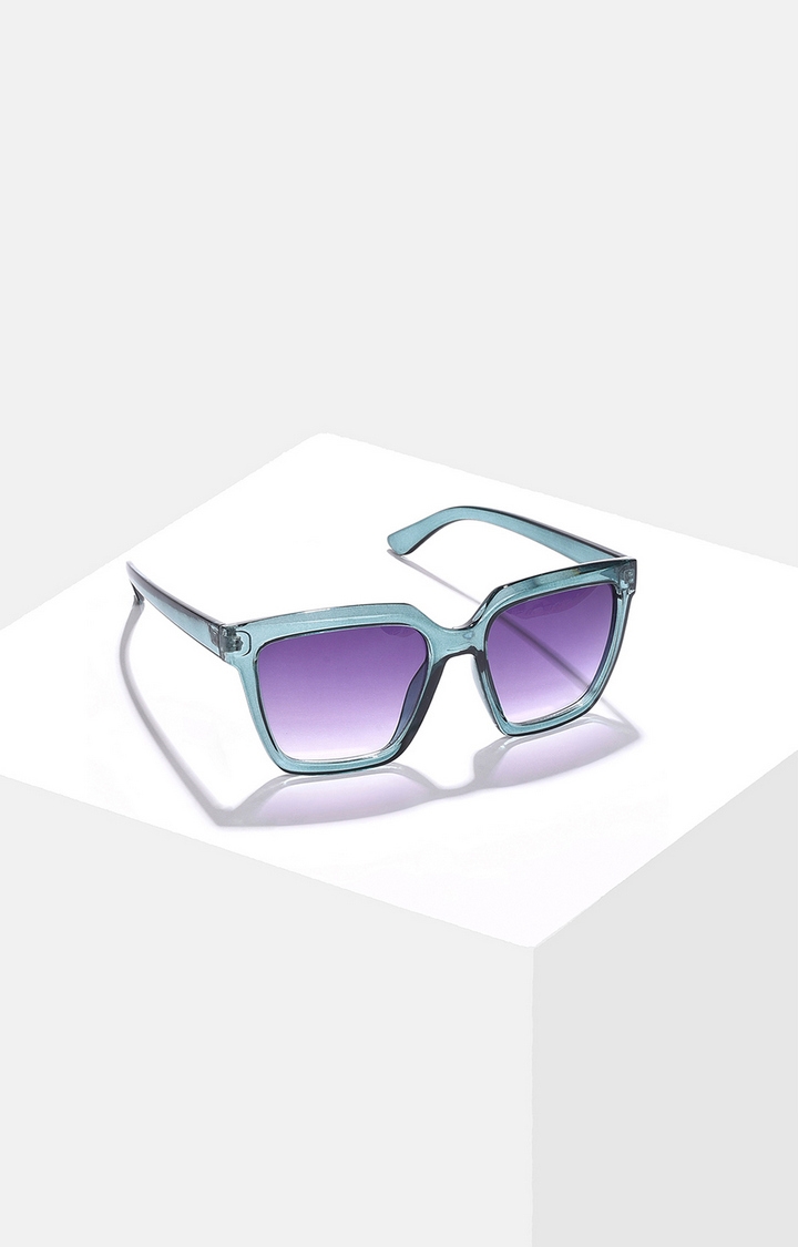 Women's Purple Lens Green Wayfarer Sunglasses