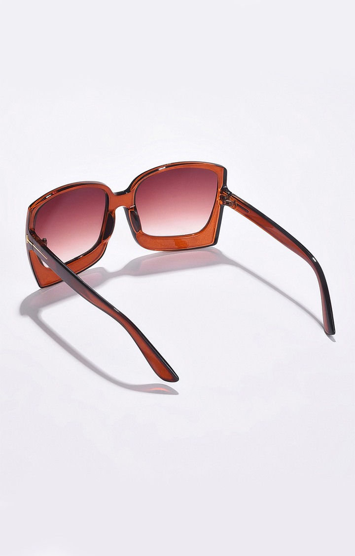 Women's Brown Lens Brown Oversized Sunglasses