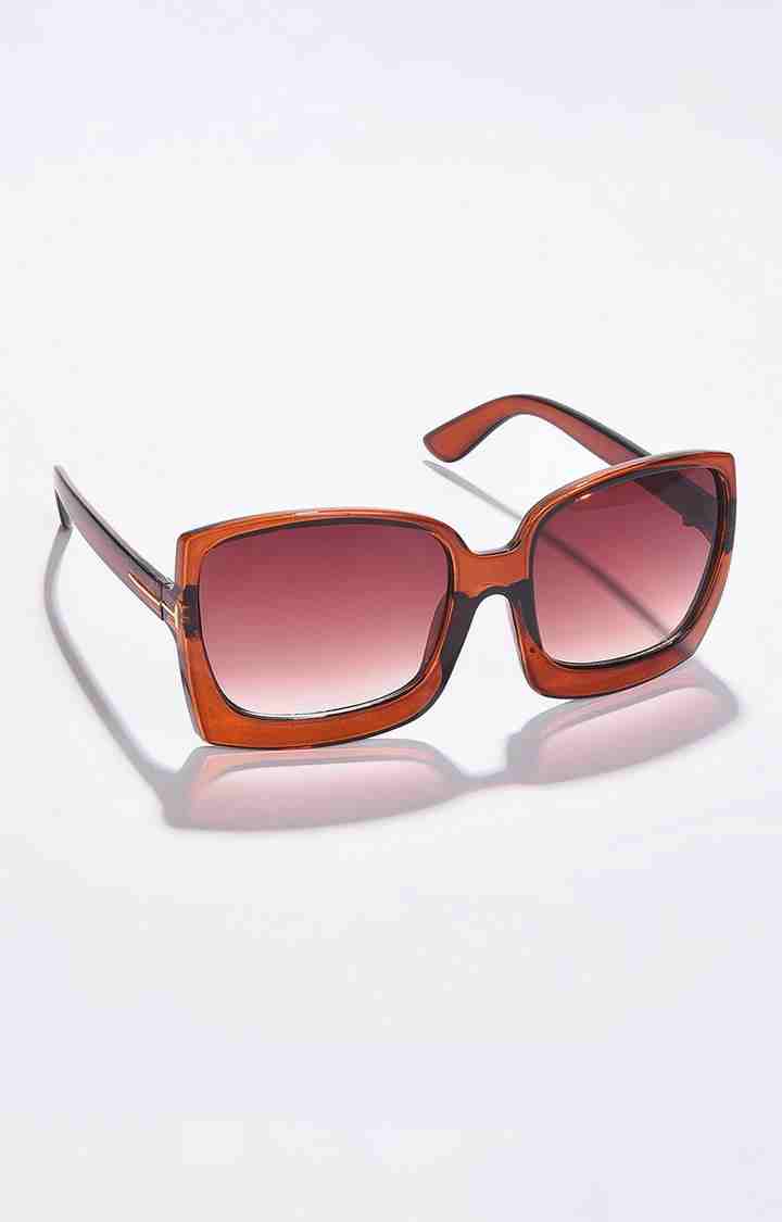 Women's Brown Lens Brown Oversized Sunglasses