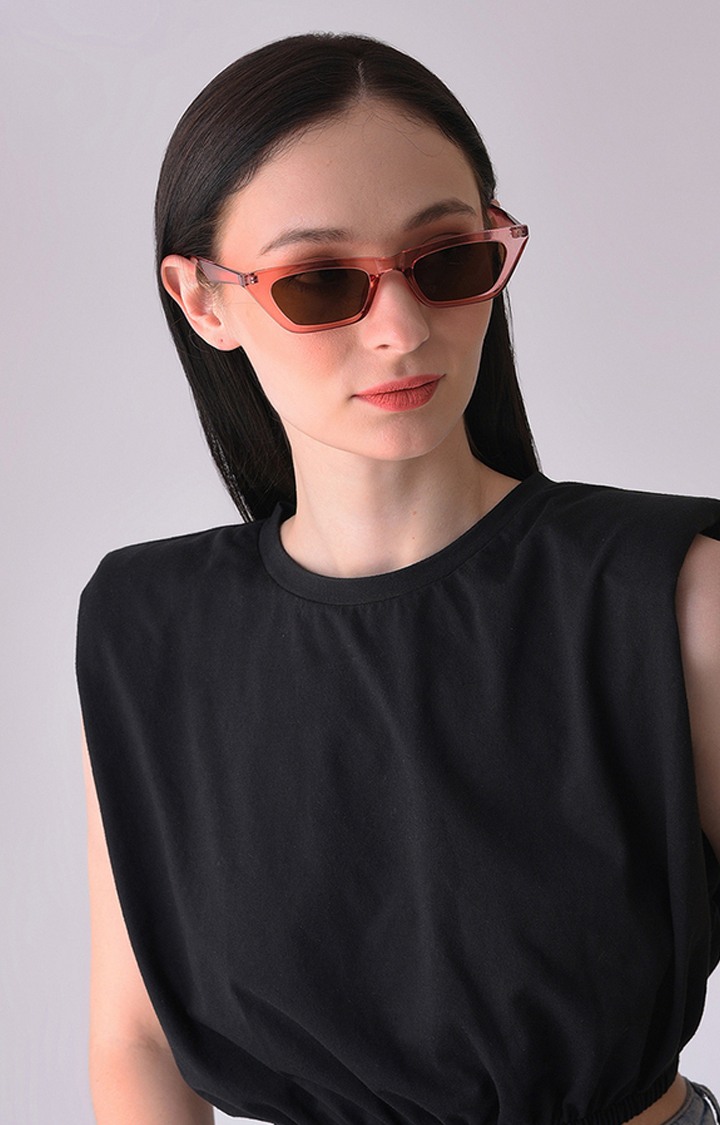 Women's Brown Lens Pink Butterfly Sunglasses