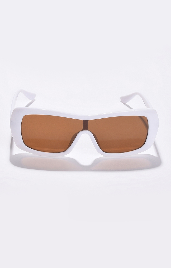 Women's Brown Lens White Wayfarer Sunglasses