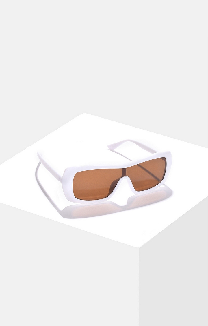 Women's Brown Lens White Wayfarer Sunglasses