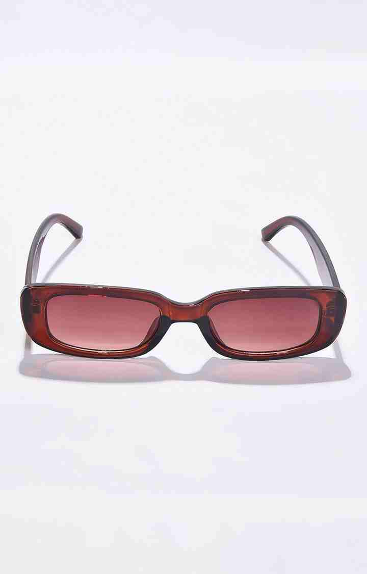 Women's Brown Lens Brown Rectangle Sunglasses