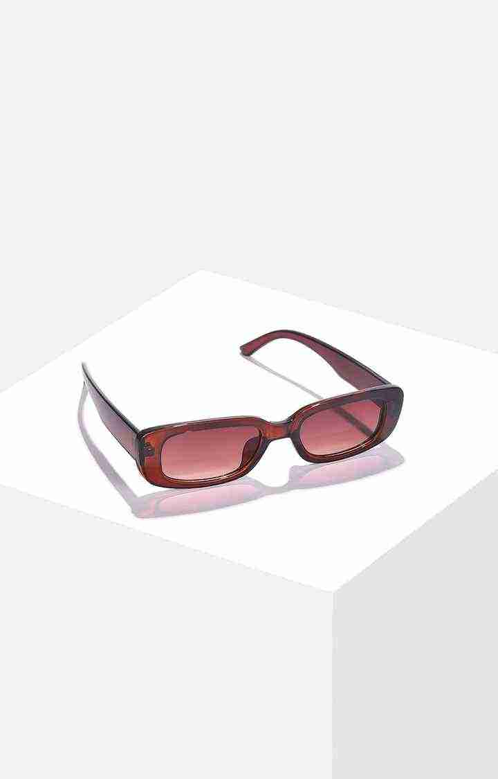 Women's Brown Lens Brown Rectangle Sunglasses