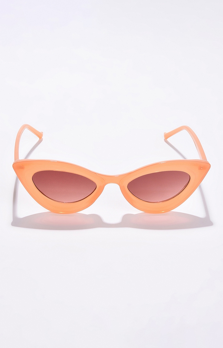 Women's Brown Lens Orange Cateye Sunglasses