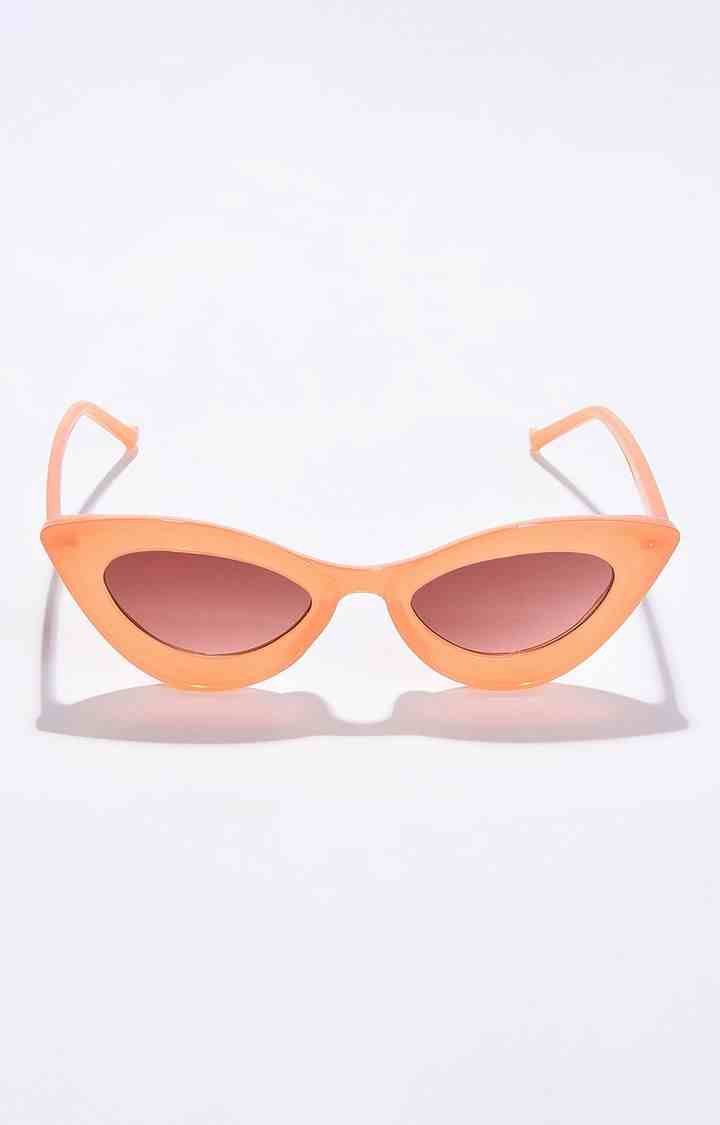 Women's Brown Lens Orange Cateye Sunglasses