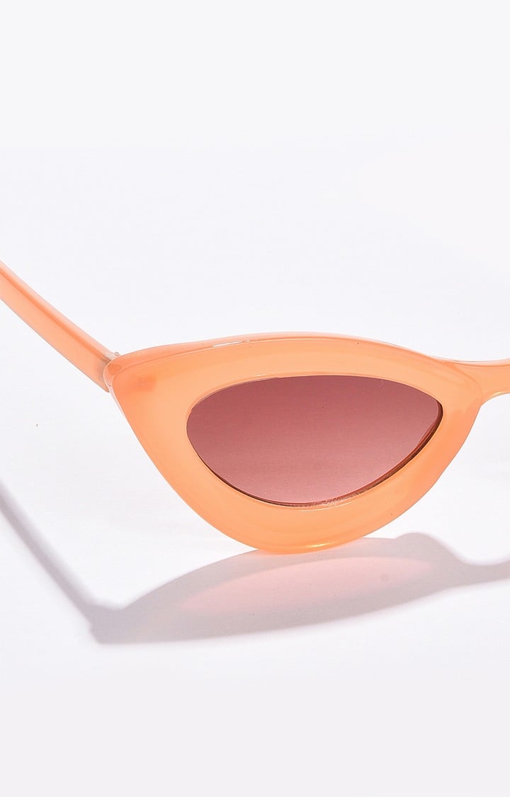 Women's Brown Lens Orange Cateye Sunglasses