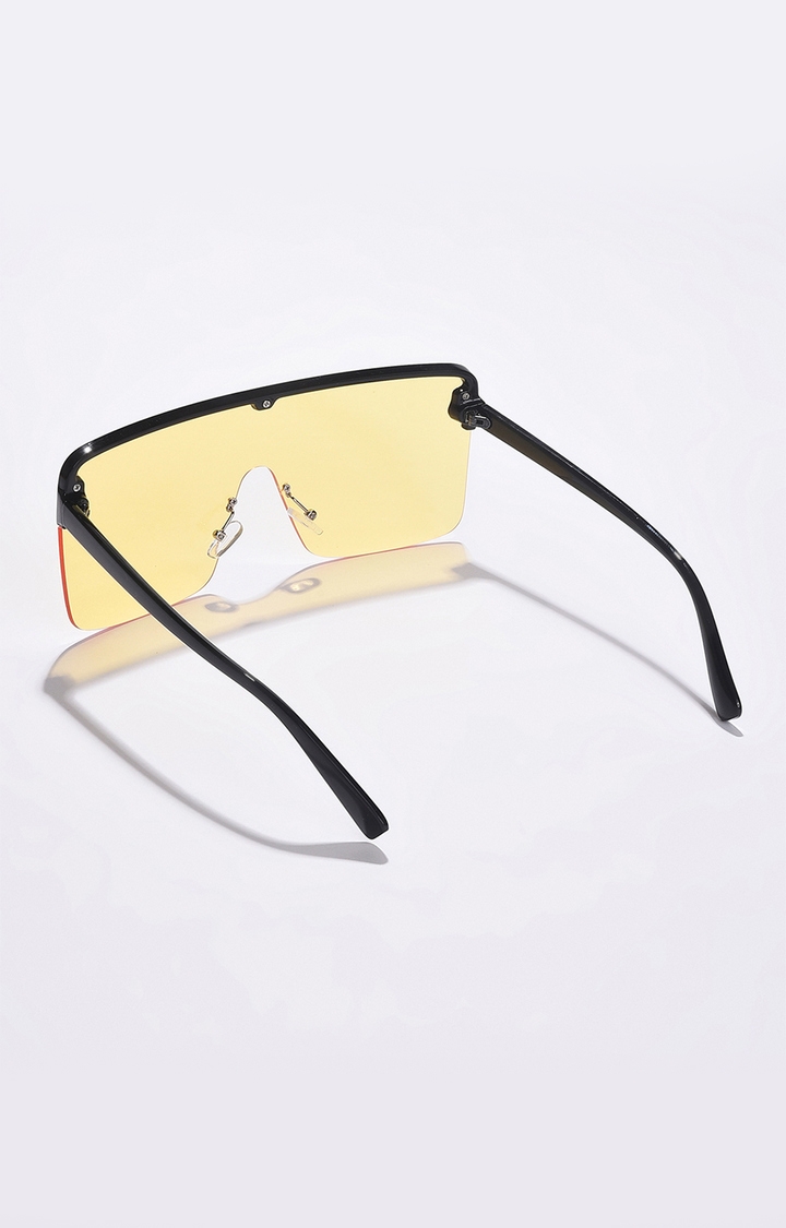Women's Yellow Lens Black Oversized Sunglasses