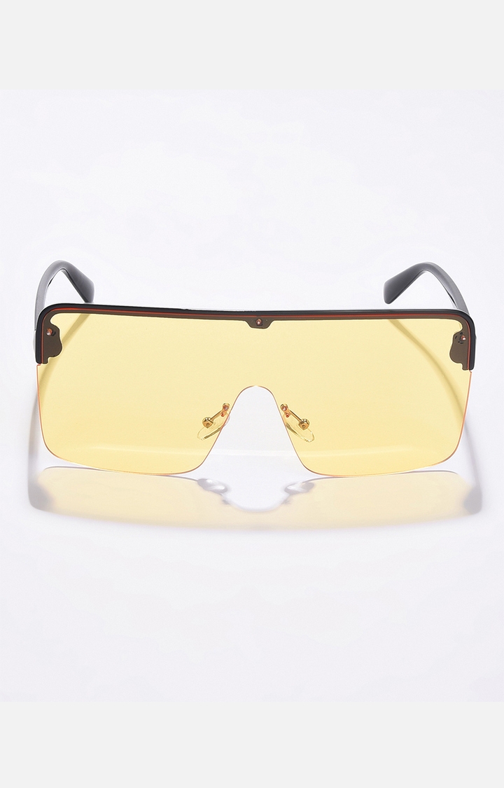 Women's Yellow Lens Black Oversized Sunglasses