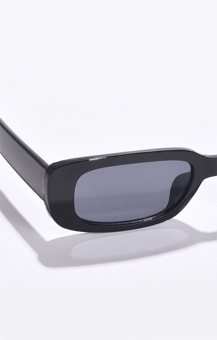 Women's Black Lens Black Rectangle Sunglasses