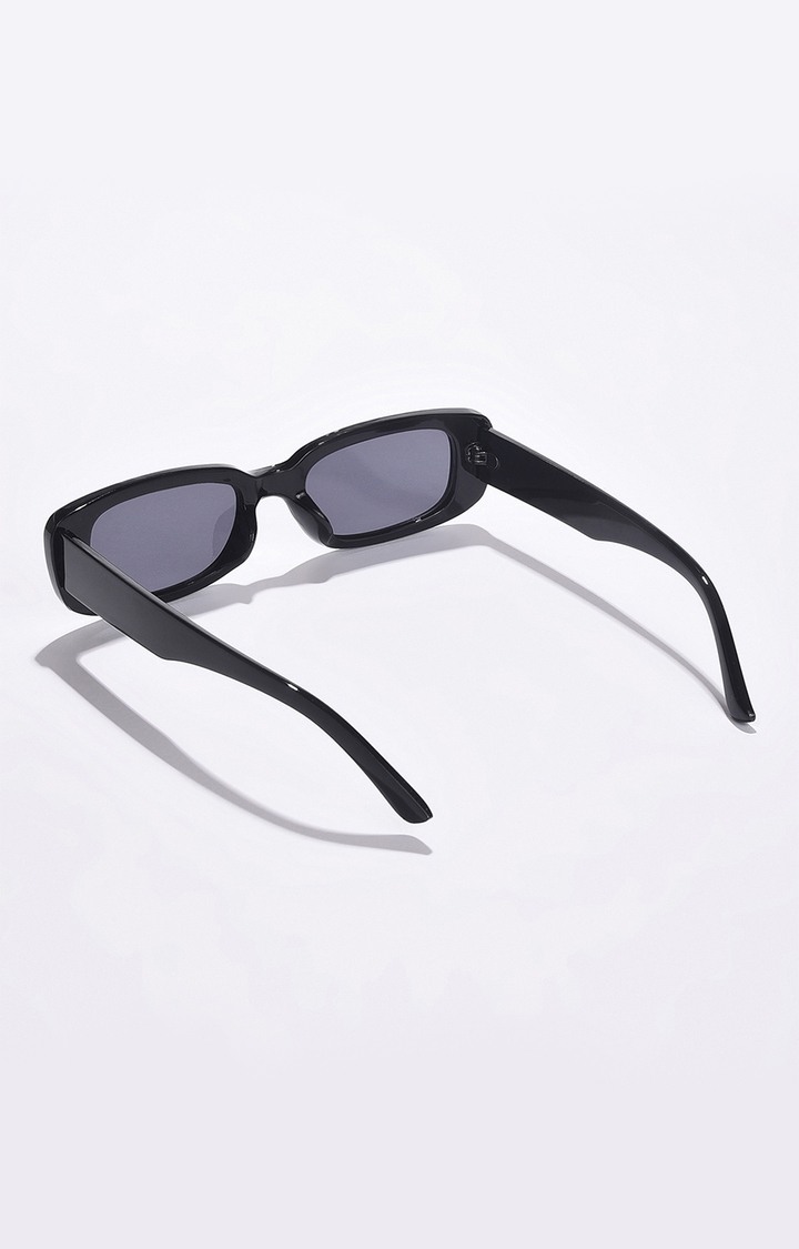 Women's Black Lens Black Rectangle Sunglasses