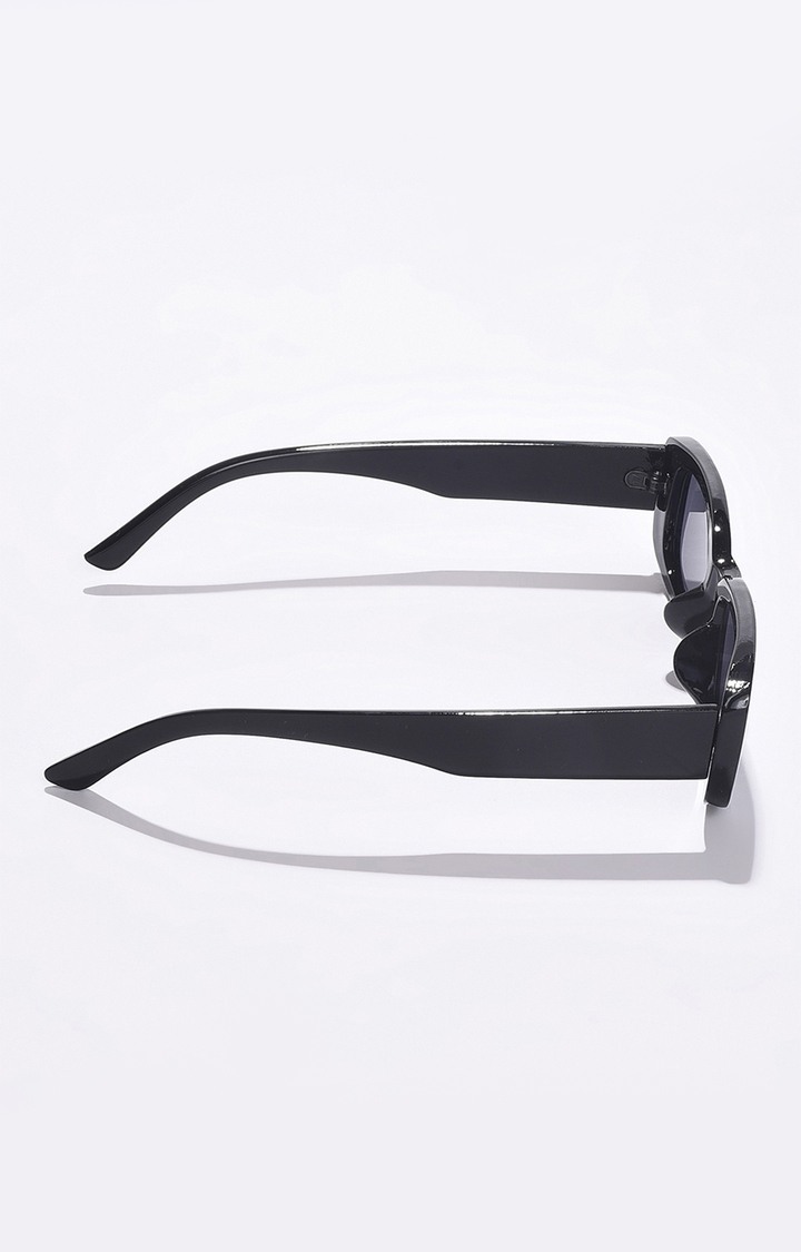Women's Black Lens Black Rectangle Sunglasses