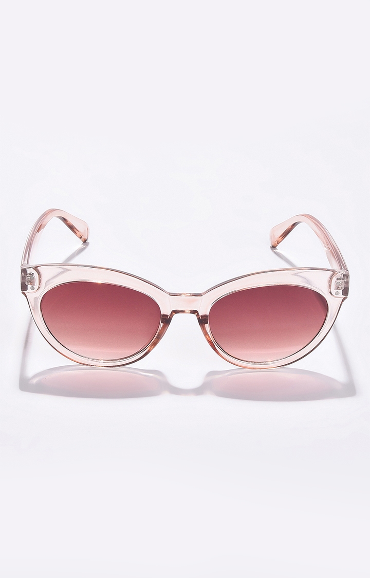 Women's Brown Lens White Cateye Sunglasses