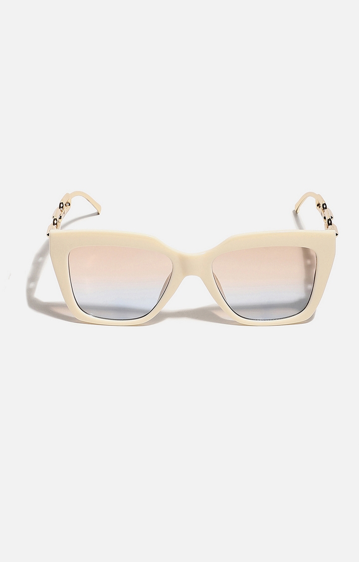 Women's White Frame Gold stem Cat eye Sunglasses