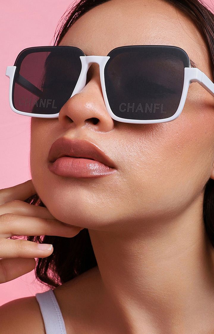 Women's white frame Oversized Sunglasses