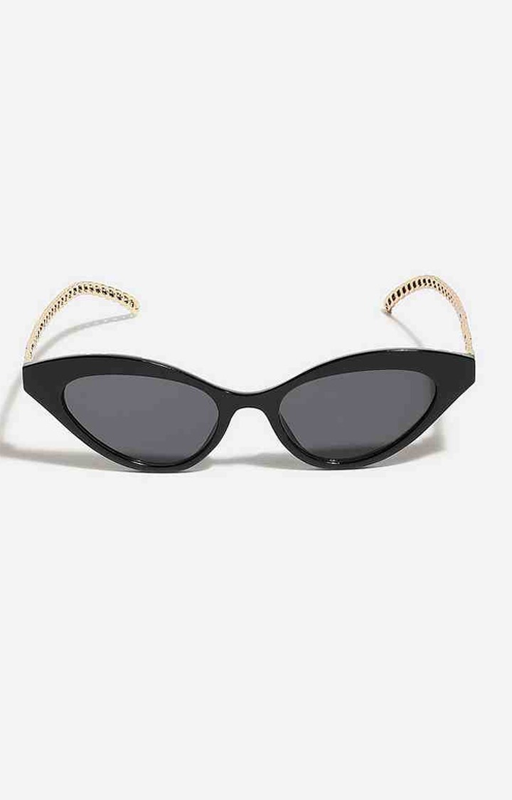 Women's Black Lens Gold Cateye Sunglasses