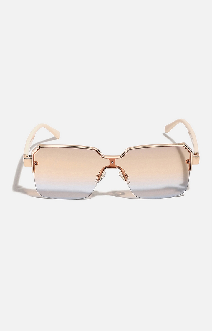 Women's Gold Rectangular Sunglasses